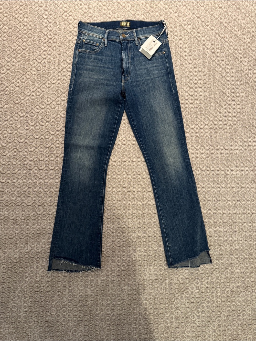 MOTHER Dark Blue Flared Hem Jeans